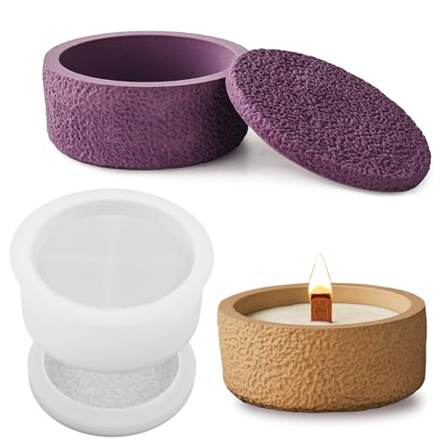 Wehous Jar Silicone Molds, Candle Vessels Mold with Nature Rough Texture, Box Silicone Mold Storage Epoxy Resin Casting Mould for Resin Concrete Craft Jewelry Holder Trinket Candy Container Home Decor - color: Wide