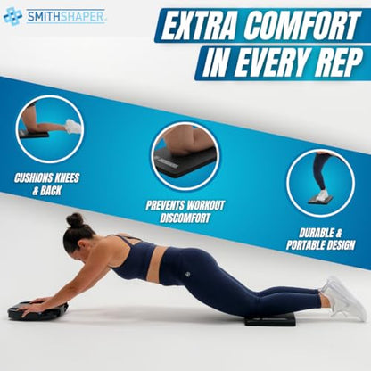 SmithShaper® SUPER PAD Thick Exercise Knee Mat (14" x 11" x 1") Cushions Knees, Forearms, Elbows, and Lower Back During Workouts | Ab Rolls, Knee Pushups, Sit-Ups, etc. | Yoga, Pilates, HIIT | Durable, Soft Nitrile Rubber Resists Oils and Odors