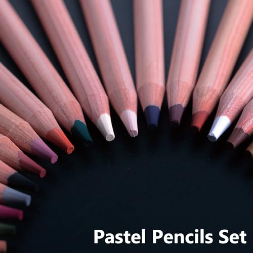 Artist Soft Pastel Chalk Pencils - 24 Color Set for Portrait & Figure Drawing Premium Blendable Pastels for Mixed Media Art,Layering Techniques & Traditional,Pastel Painting,Lightfast Pigments