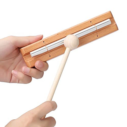 Musfunny Energy Chimes Hand Bells: Solo Tone Chime Music Instrument | Wooden Hand Chime Percussion with Mallet for Yoga Meditation Sound Healing Teachers' Classroom Tools - color: Tone 1