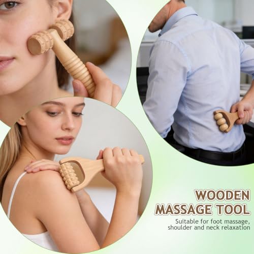 Wooden Foot Massager Roller 3-Pack Handheld Massage Roller Tool for Foot Neck Shoulder Back Reflexology Portable Wood Massager for Home Travel Hotel 5.90 X 3.14 X 1.18 in