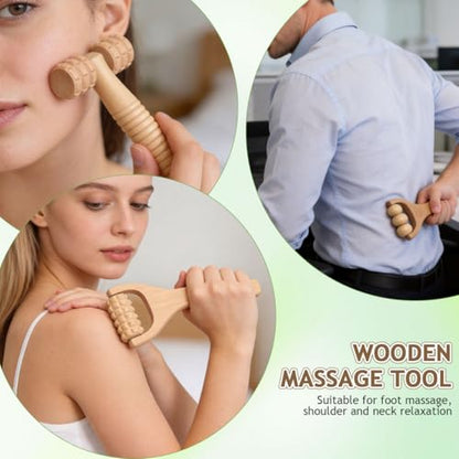 Wooden Foot Massager Roller 3-Pack Handheld Massage Roller Tool for Foot Neck Shoulder Back Reflexology Portable Wood Massager for Home Travel Hotel 5.90 X 3.14 X 1.18 in