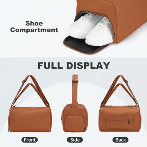 Womens Mini Gym Bag with Shoe Compartment 20L, Rust Orange - color: Rust Orange