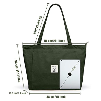 WLLWOO Yoga Mat Carrier Bag for Women Canvas Carryall Tote Gym Pilates | Large Holder Zipper Shoulder for Beach Travel Workout Fitness Office - color: Military green1