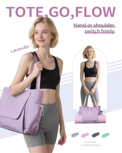 sportsnew Yoga Mat Bag Waterproof Tote Gym Bag Mat Carrier W/Wet Pocket - color: Lavender