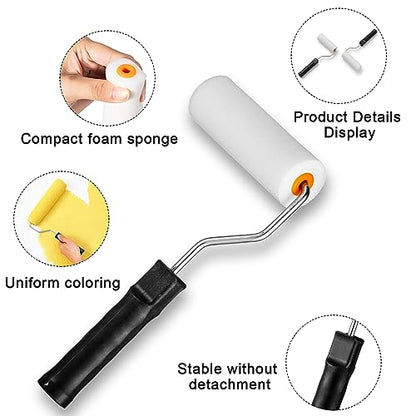 Yeaqee 20 Pcs Paint Roller 4'' Foam Paint Roller with Roller Frame High Density Cover Refills Small Paint Roller Mini Paint Roller Tool for Home Painting, Doors, Cabinets, DIY Projects, Repair Room