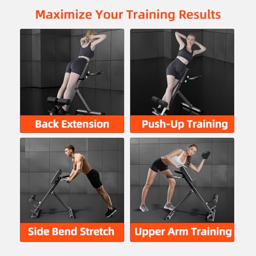 Roman Chair Hyperextension Bench – Adjustable Back Extension Machine for Glutes, Hamstrings & Lower Back – Foldable Multi-Purpose Workout Equipment for Home Gym - size: Medium(Big Pad)