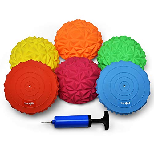 Yes4All Hedgehog Balance Pods for Exercise, Core Body Balancing, Balance Pods for Youth & Adults with Hand Pump - Set of 5 - style: C. Rocky - 6pcs