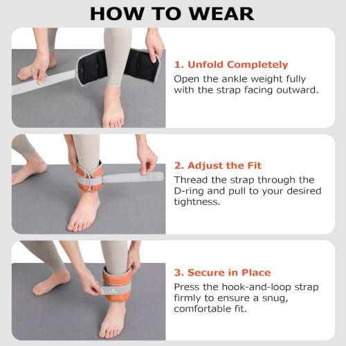 Fragraim Adjustable Ankle Weights for Women and Men, 1 Pair (2–10 lbs) - color: Orange