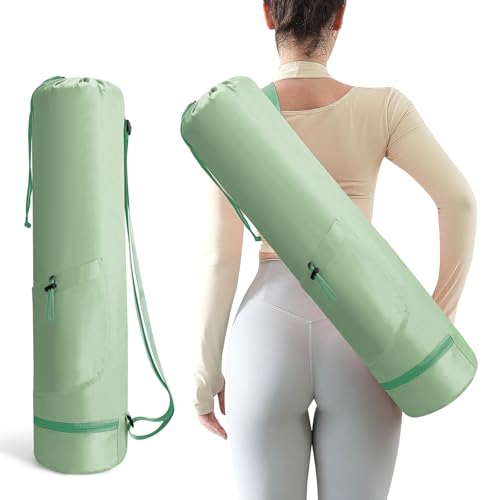 Yoga Mat Bag, Yoga Bag with Adjustable Strap and Pockets - color: Green