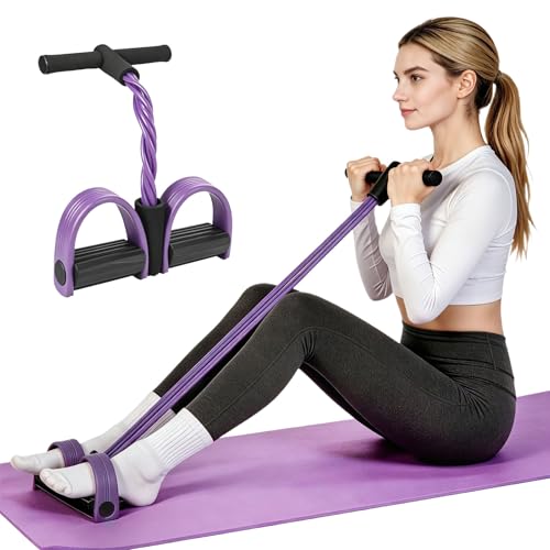 6-Tubes Tension Rope, Multifunction Elastic Yoga Pedal Puller Resistance Band, Natural Latex Tension Rope Fitness Equipment, for Abdomen, Waist, Arm, Leg Stretching Slimming Training - color: Purple