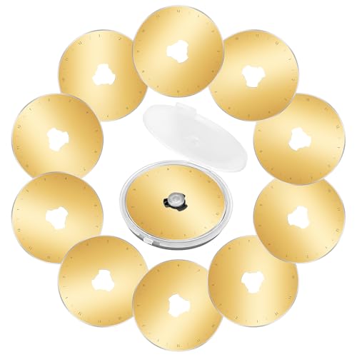 10Titanium Coated Rotary Cutter Blades 45mm, Replacement Blades for Fabric | Sharp and Durable Rotary Cutting Blades for Quilting, Scrapbooking, Sewing, Arts & Crafts 10Pack - color: 10pack 45mm