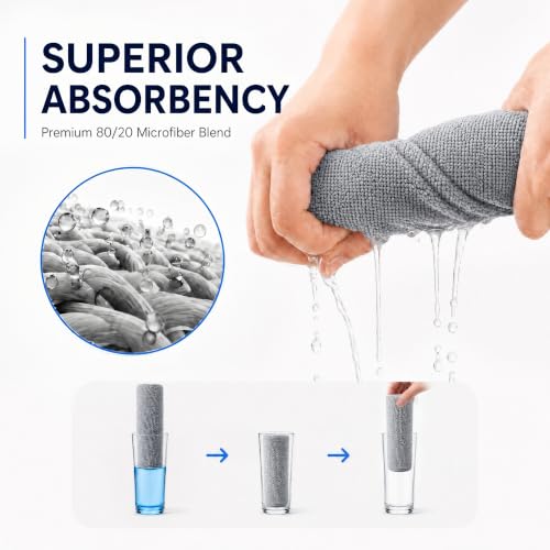 Veco Microfiber Cleaning Cloth Roll with Holder 80 PCS, 12" x 12" Gray - color: Gray-st