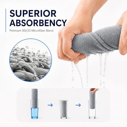 Veco Microfiber Cleaning Cloth Roll with Holder 80 PCS, 12" x 12" Gray - color: Gray-st