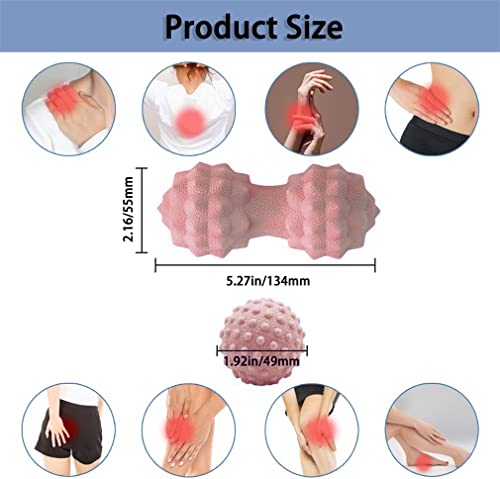 Massage Ball Set, Peanut Massage Ball Double Lacrosse Massage Roller Balls, Acupoint Myofascial Release Muscle Knot Ball, Deep Tissue Trigger Point Therapy Massage Tool for Back Neck Shoulder (Pink) - color: Pink