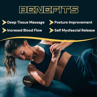 Fitizen Foam Roller – Muscle Massage Rehab Stiff Back Pain Physical Therapy Deep Tissue Firm Exercise Equipment Home Gym Stress Yoga Pilates for The Fit Citizen by FitNation - style: Mini - 12 x 4 Inches