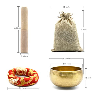Singing Bowls, Tibetan Singing Bowl Set, Meditation Bowl, Sound Bowls-Easy To Play for Beginners - color: Gold Starter Edition - 3.15 inch