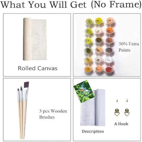 ZRIZQ Paint by Numbers Kit for Adults Beginner,Forest Goldfish,16x20 | Full set with wooden brushes,rolled canvas,rich paints.Calming activity.Beginner friendly.Just open and paint. - color: 16"X20"Rolled Canvas-Landscape 3