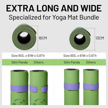 Slim Panda Yoga Mat Strap Slap Band, One Snap Keeps Mats Tightly Rolled, Heavy-Duty Clasp Fits Most Size Mats(24" L X 2" W) - color: Purple