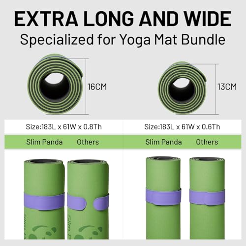 Slim Panda Yoga Mat Strap Slap Band, One Snap Keeps Mats Tightly Rolled, Heavy-Duty Clasp Fits Most Size Mats(24" L X 2" W) - color: Purple