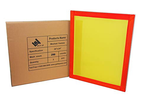 20 x 24 Inch Pre-Stretched Aluminum Silk Screen Printing Frames with 200 Yellow Mesh (2 Pack Screens)