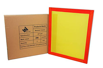 20 x 24 Inch Pre-Stretched Aluminum Silk Screen Printing Frames with 200 Yellow Mesh (2 Pack Screens)