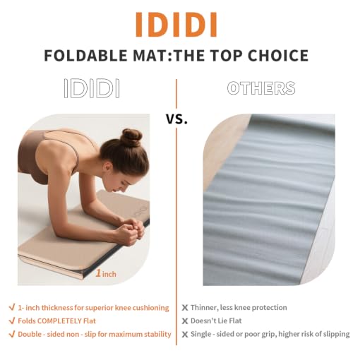 Foldable Exercise Pad Extra Thick 1.2" x 14" x 24" - color: Beige+Black