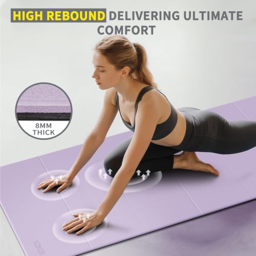 Foldable Yoga Mat Extra Large 74"×31.5" - color: Light Purple+Black