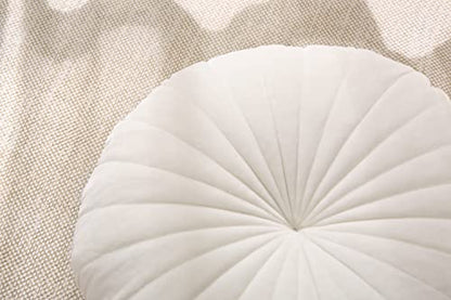 Floor Pillow Meditation Cushion Round Large Floor Pillows Seating for Adults, Velvet Thick Floor Cushions for Yoga Living Room Balcony Outdoor Tatami（Beige）