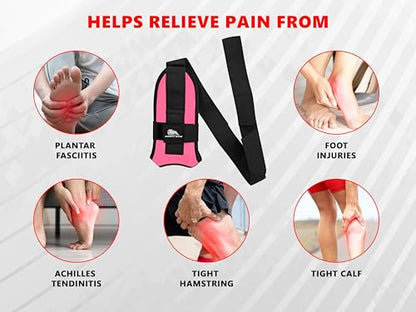 Foot and calf stretcher for planter fasciitis, Heel Spurs, Foot Drop, Achilles Tendinitis, Hamstring Strains, and Calf Muscle Stretching - color: Pink