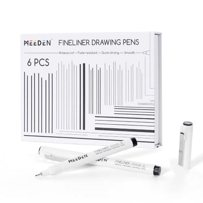 MEEDEN Micro Fineliner Drawing Pens: Fine Liner Pen 6 Pack, 0.6mm Black Waterproof Archival Ink for Bold Outlining, Comic Panels, Lettering, Manga, Illustration and Line Contrast - Needle Nip - style: 0.6mm Needle Nib