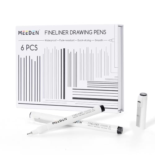 MEEDEN Micro Fineliner Drawing Pens: Fine Liner Pen 6 Pack, 0.6mm Black Waterproof Archival Ink for Bold Outlining, Comic Panels, Lettering, Manga, Illustration and Line Contrast - Needle Nip - style: 0.6mm Needle Nib