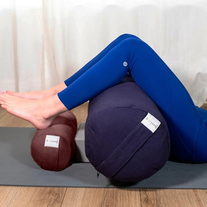 Pranayama Yoga Bolster Meditation Pillow - color: Brown, size: Cylindrical 14" x 6"