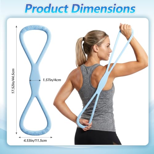 Exercise Band Figure 8 Resistance Bands for Women & Men Silicone Stretch Bands with Non Slip Handle Elastic for Arms Shoulder Leg Back Stretching Home Gym Yoga Physical Therapy Toning Workout