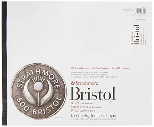 Strathmore (580-92 500 Series Bristol, 2-Ply Plate Surface, 14"x17", 15 Sheets - color: Plate, 2 Ply