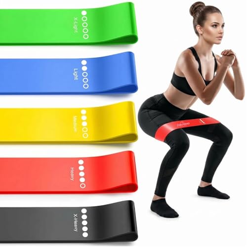 5-Pack Workout Resistance Bands, Elastic Home Gym Equipment | Ideal for strength, stretching, Pilates & yoga. Suits physical therapy, leg/glute/arm training. Practical & multi-use - color: Colorful