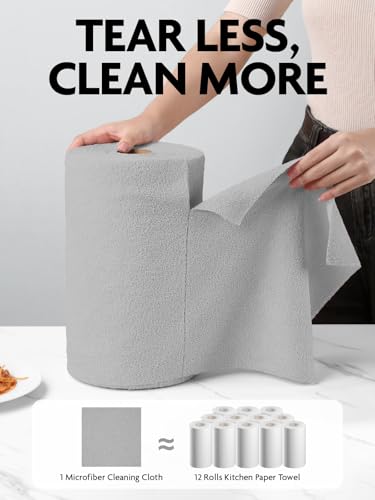 Fantasticlean Microfiber Cleaning Cloth Roll- 75 Sheets, 12" x 12" (Grey) - color: Grey, size: 75 pack