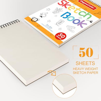 DagouColor Drawing Paper for Kids, 9"x12" Sketch Book - White, 2 Pack | 50 Sheets Double-Sided Papers, Spiral-Bound Smooth Drawing Pad for Beginning Artists Boys Girls