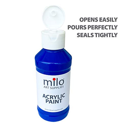 milo Acrylic Paint Set, 6 Primary Colors, 4 oz Bottles, Semi-Gloss | Safe, Non-Toxic, Made in the USA, Arts & Crafts Paints for Artists, Student & Hobby Painters, Paint Pack, Classroom, Bulk - style: Primary Set 6 x 4 oz