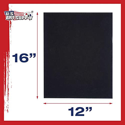 U.S. Art Supply 12 X 16 Inch Black Art Canvas Board Panels 6 Pack - 8 Ounce Heavyweight Cotton Acid Free Canvases for Painting Acrylics and Watercolor (1 Case of 6 Single Canvas Painting Panels) - size: 12" x 16"