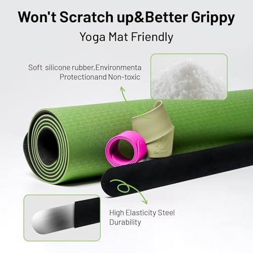 Slim Panda Yoga Mat Strap Slap Band, One Snap Keeps Mats Tightly Rolled, Heavy-Duty Clasp Fits Most Size Mats(24" L X 2" W) - color: Rose