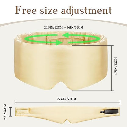 SECZIPE 100% Mulberry Silk Sleep Mask Eye Mask for Women Man with Adjustable Band, for Side Sleeper Blackout Sleep Mask for Travel Rest and Office (Gold) - color: Gold