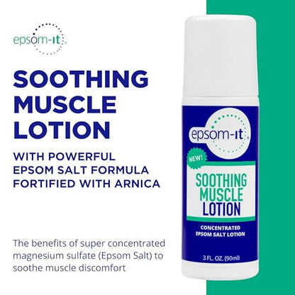 EPSOM-IT Soothing Muscle Roll On Magnesium Lotion, Epsom Salt, Arnica, 4 Pk - size: 3 Fl Oz (Pack of 4)