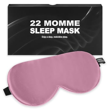 Sleep Mask, 100% 22 Momme Mulberry Silk Eye Mask with Adjustable Strap | Eye Sleeping Mask for Women Men, 100% Mulberry Silk, 22 Momme 6a Fibers, Blackout Blindfold Eye Cover for Side Sleeper(Pink) - color: Pink 22 Momme