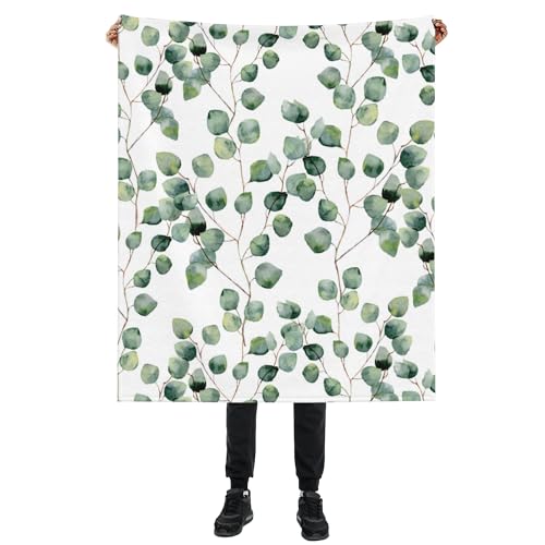 Sage Leaves Blanket, Green Plants Soft Lightweight Throw Blanket for Sofa Couch Bed Room 50x60 inch - color: Sage Green
