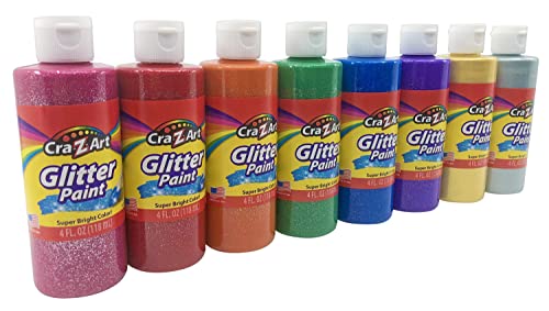 Cra-Z-Art Washable Glitter Paint Bulk Pack 8ct, Assorted Colors 4oz each bottle - color: Glitter 8 ounce