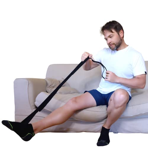 VMA 47” Leg Lifter Strap – Foldable Extra Long Strap with Loops for Hip or Knee Replacement Recovery, Mobility Aids and Equipment (2 Pack)