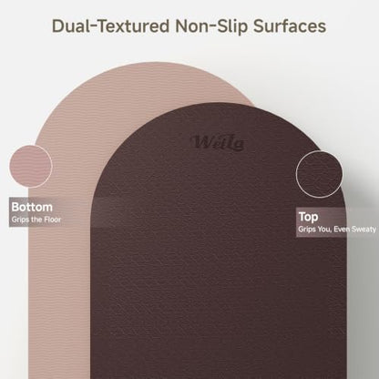 WeiLa Extra Thick Yoga Mat (10mm), Large TPE Workout Mat 74"x28" with Strap - color: Brown & Apricot