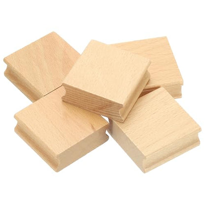 PATIKIL 50x50mm Blank Wood Rubber Stamp Mounts, 5Pcs Wooden Rubber Stamp Handle Hard Wooden Blocks for Making DIY Crafting, Brown - size: 50x50mm