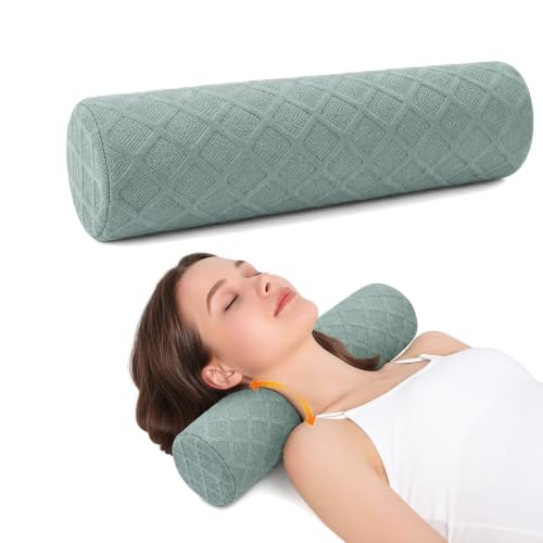 3.1" Small Neck Roll Memory Foam Pillow Cylinder,Detachable Cover | Neck Support Pillows for Sleeping 3.1in H Small Round Circle Pillow Cylinder Pillows for Back Lumbar Leg Yoga Pain Relief - color: Green S, size: Small - 3.1" H